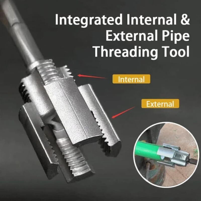 Internal External Pipe Threading Tool 1/2 3/4in for Electric Drill Repair