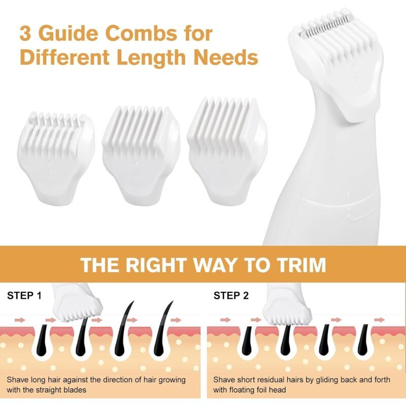 5-in-1 Ladies Electric Shaver Bikini Trimmer IPX7 Waterproof USB Station
