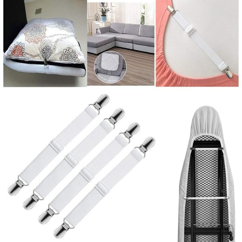 12x Adjustable Elastic Sheet Fasteners Mattress Clips Bed Cover Straps