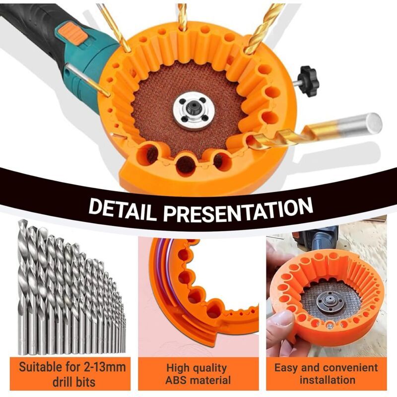 Drill Bit Sharpener Attachment 2-13mm for Angle Grinder with Gloves