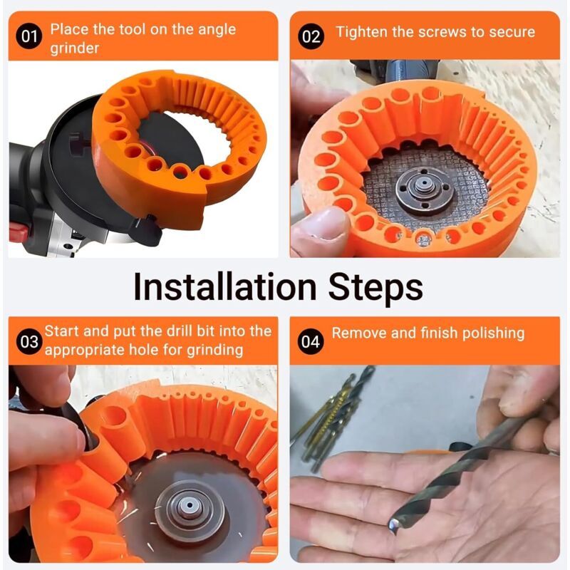 Drill Bit Sharpener Attachment 2-13mm for Angle Grinder with Gloves