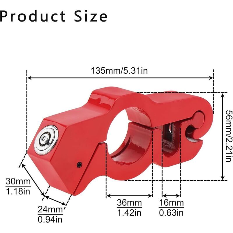 Motorcycle Handlebar Brake Lock Anti-Theft Aluminium Alloy Security Red