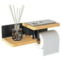 Door Papier Toilette Wall Wood Black Mounted in of Bambou Without DRILLING Derouleur Papier Toilette of High Quality with Shelves Door Rolls of