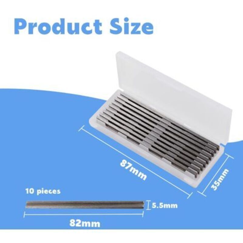 10x HSS Reversible Planer Blades 82x5.5mm for Bosch Black+Decker Electric