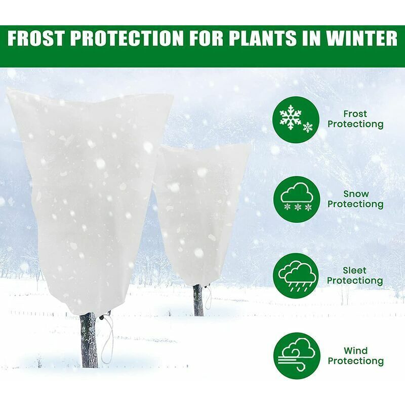2x Plant Frost Protection Covers Winter Fleece Bags Garden 80x120cm