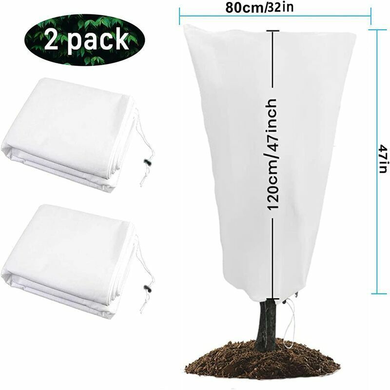 2x Plant Frost Protection Covers Winter Fleece Bags Garden 80x120cm