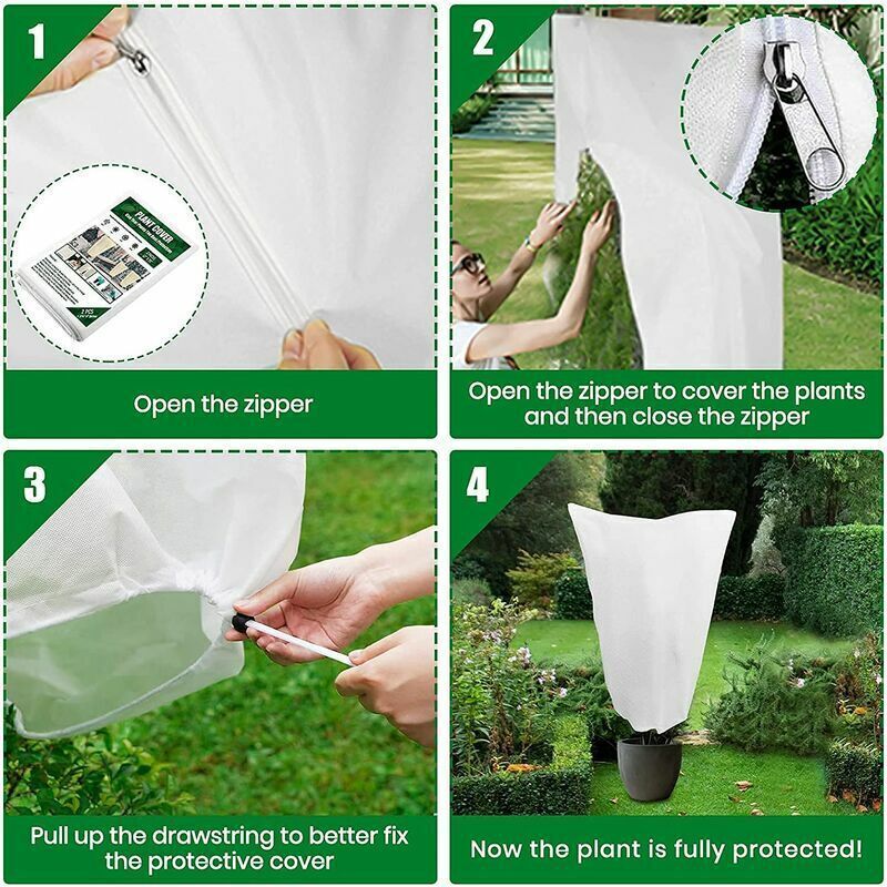 2x Plant Frost Protection Covers Winter Fleece Bags Garden 80x120cm