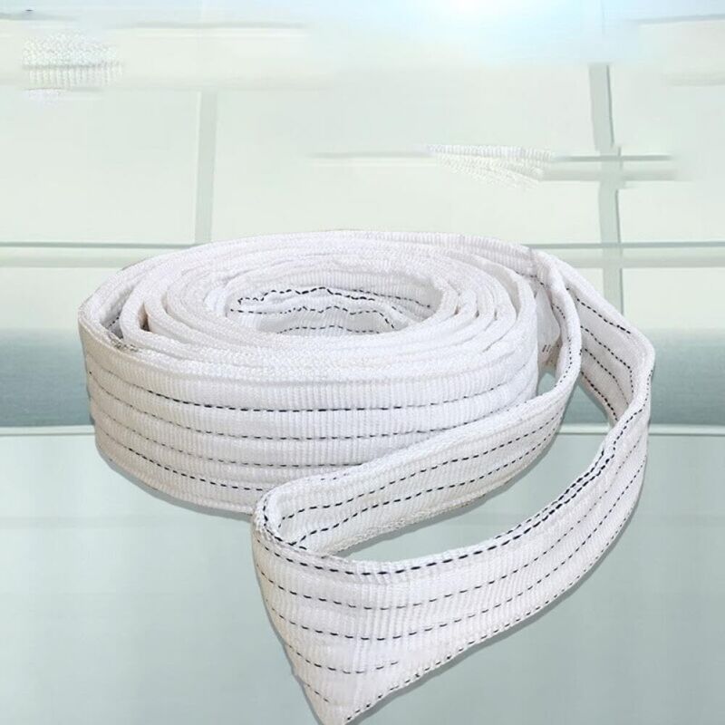 Industrial Flat Lifting Sling 2T x 1m White Wear Resistant Cargo Strap