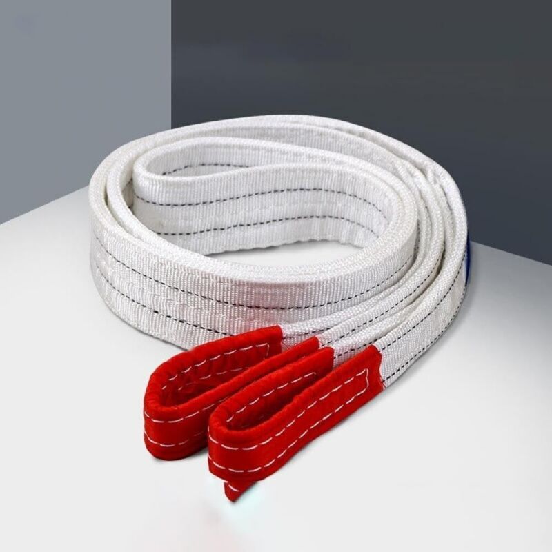 Industrial Flat Lifting Sling 2T x 1m White Wear Resistant Cargo Strap