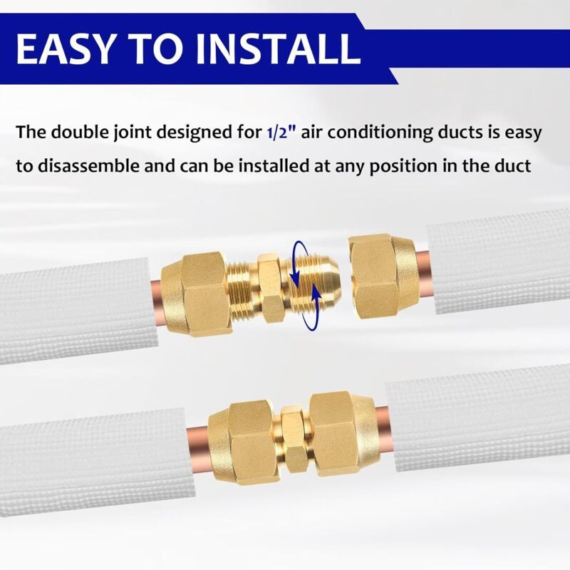 2x Copper Air Con Hose Extension Couplers 0.5in No Welding Required