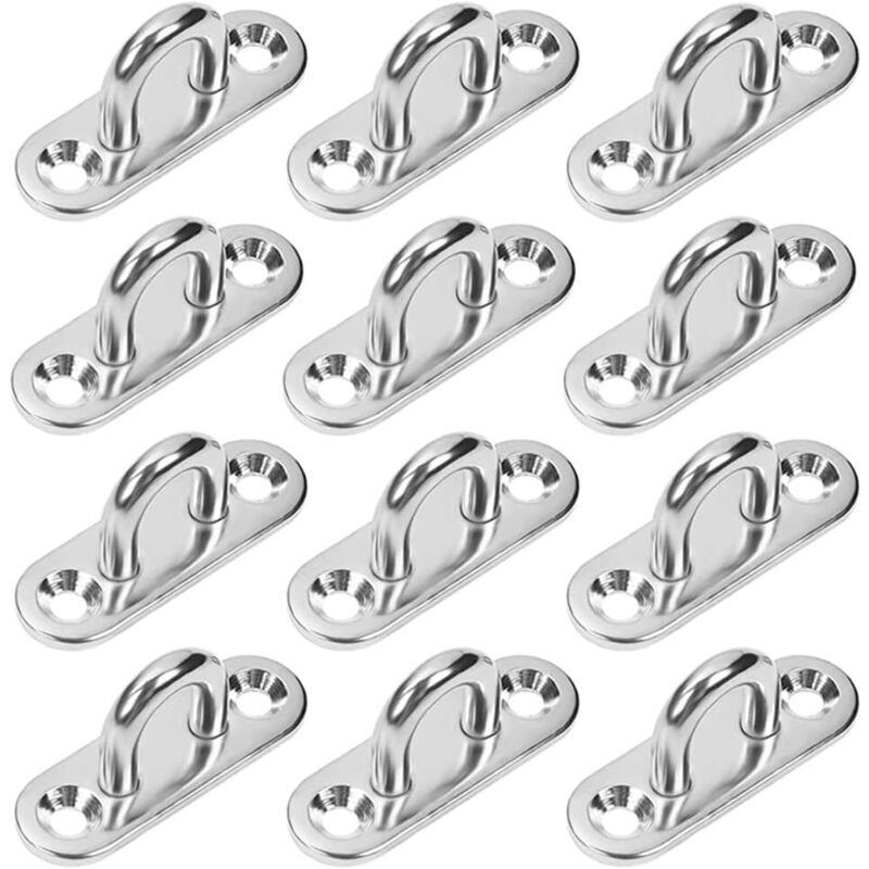 12x M5 Eye Plates 304 Stainless Steel Wall Ceiling Anchor Hooks Rectangular