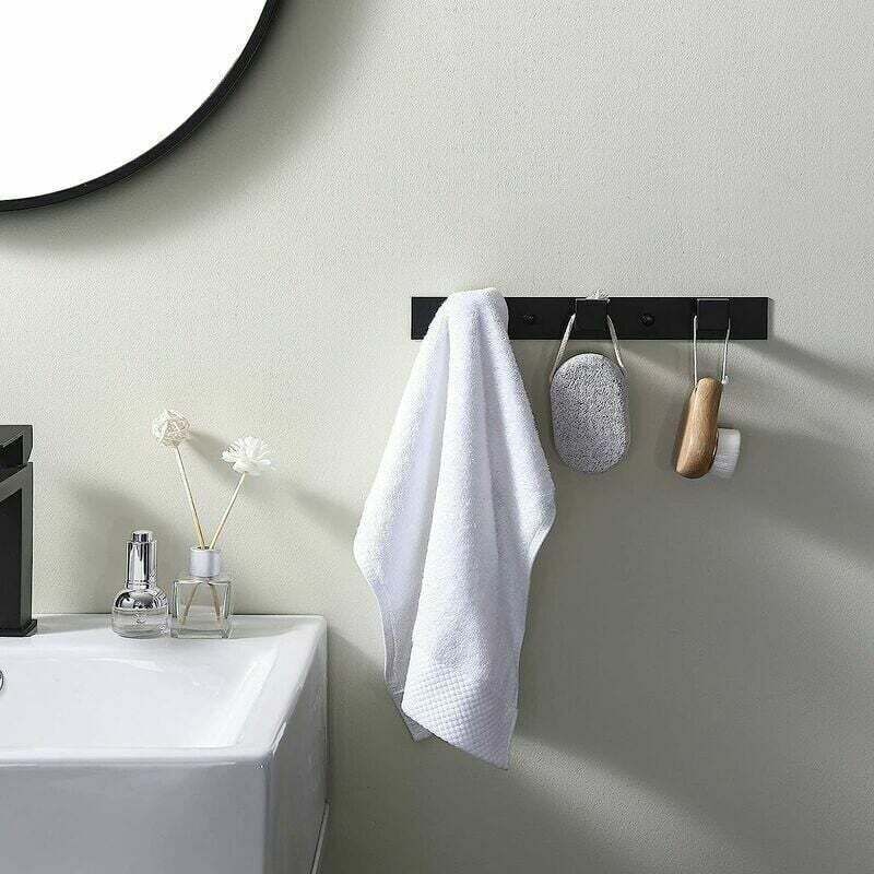 Door Manteau Bathroom Wall Black, Mounted a 3 Hooks Door Manteau Wall Mounted Patere Bathroom Steel Stainless SUS304 Mat