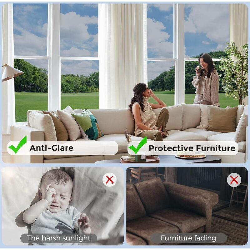Film Window Anti Regard Occultant Film Without Tain Filter Anti UV Desk, Bedroom Anti Heat Protection of the Vie Privee for Living Room, 45x400cm