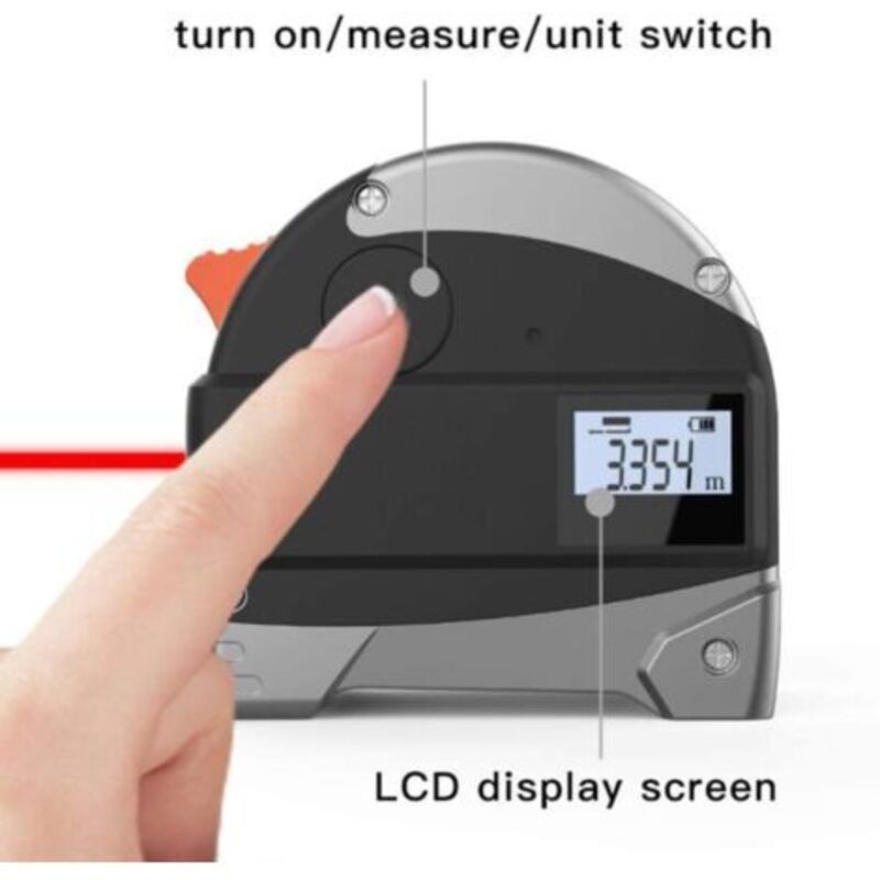 2-in-1 Laser Rangefinder 30m Digital Measuring Tape Construction Tool