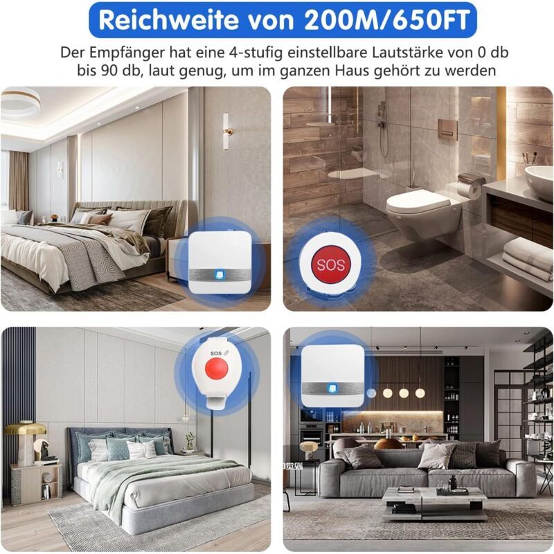 Wireless Home Alarm Bracelet for Elderly Sick and Disabled Care Pager