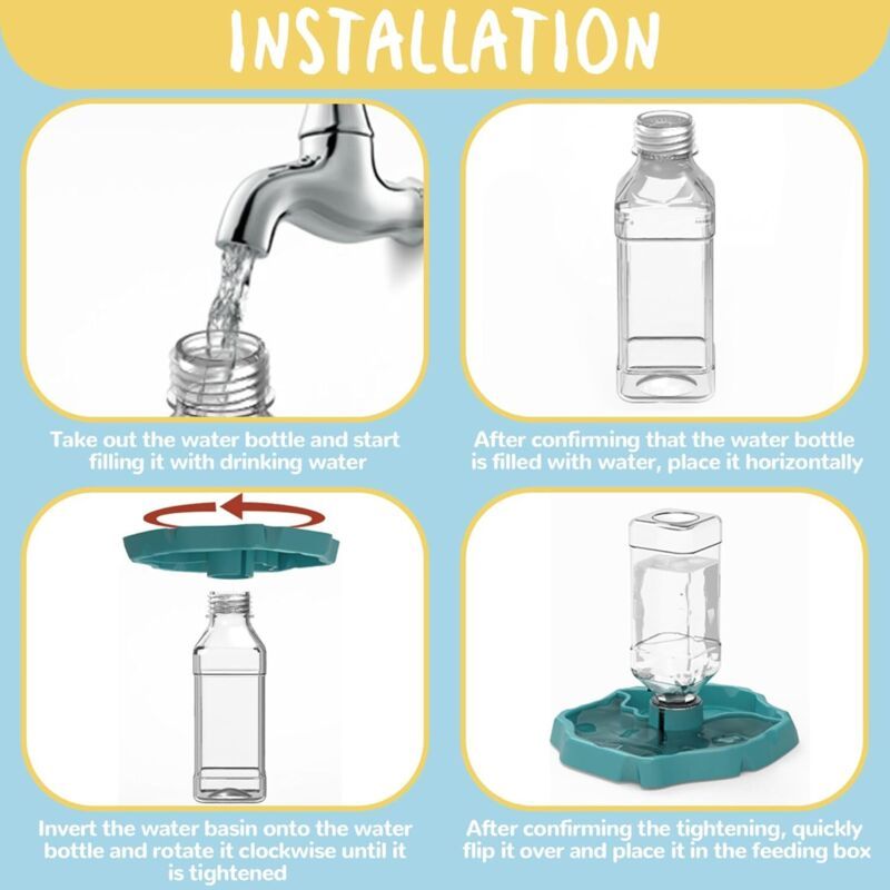 Reptile Water Bowl with Bottle Dispenser for Geckos Snakes Lizards Turtles