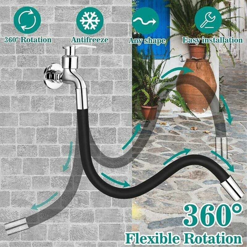 Rallonge of Faucet Flexible 360 Degree Black, Kitchen with Connector a Baionnette Longueur Totale for Bathroom and Outdoor, 30cm