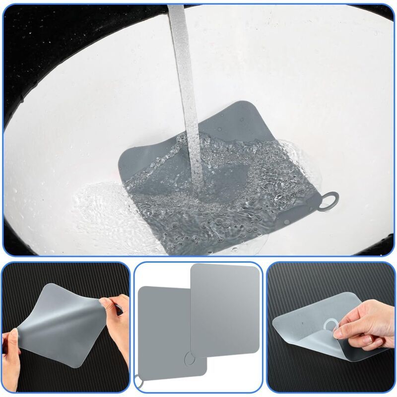 6 Pcs Cover Gray, Sink Kitchen, Mat Anti-Buanderie Accessories, Siphons of Shower in Silicone Odeurs for Receveur of Shower, 12 X 12 cm, 12 cm
