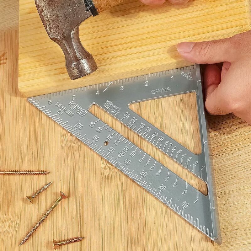 4-in-1 Aluminium Carpenter Square Ruler with Marking Gauge Protractor
