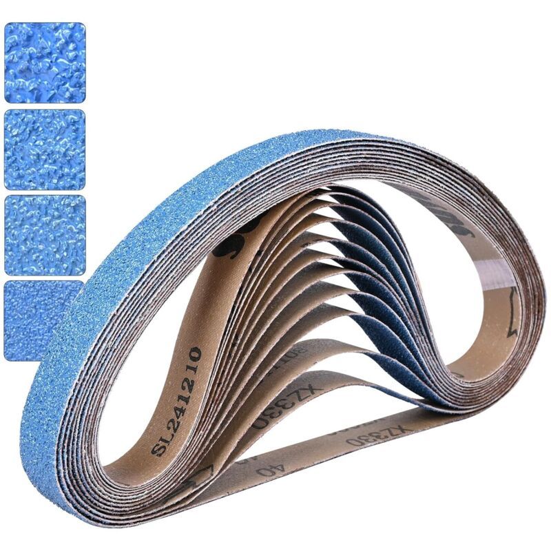 12x Zirconia Sanding Belts 25x762mm Grit 40 60 80 120 Metal Rust Removal