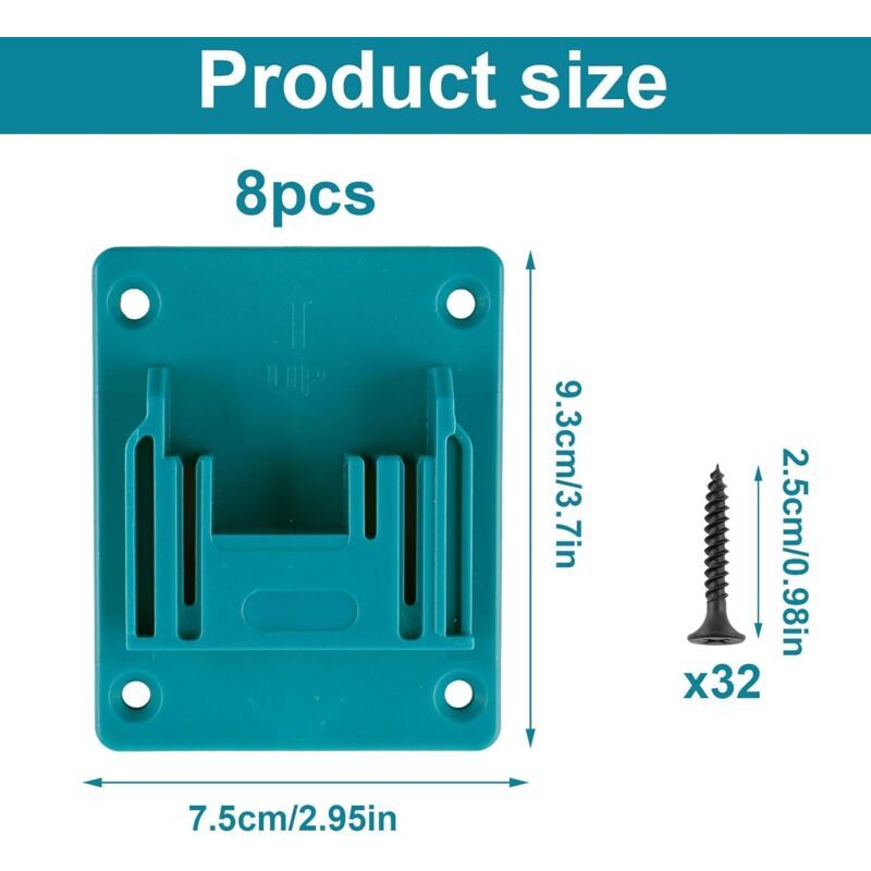 8x Wall Mount Tool Holders for Makita 18V Cordless Drill Storage Blue