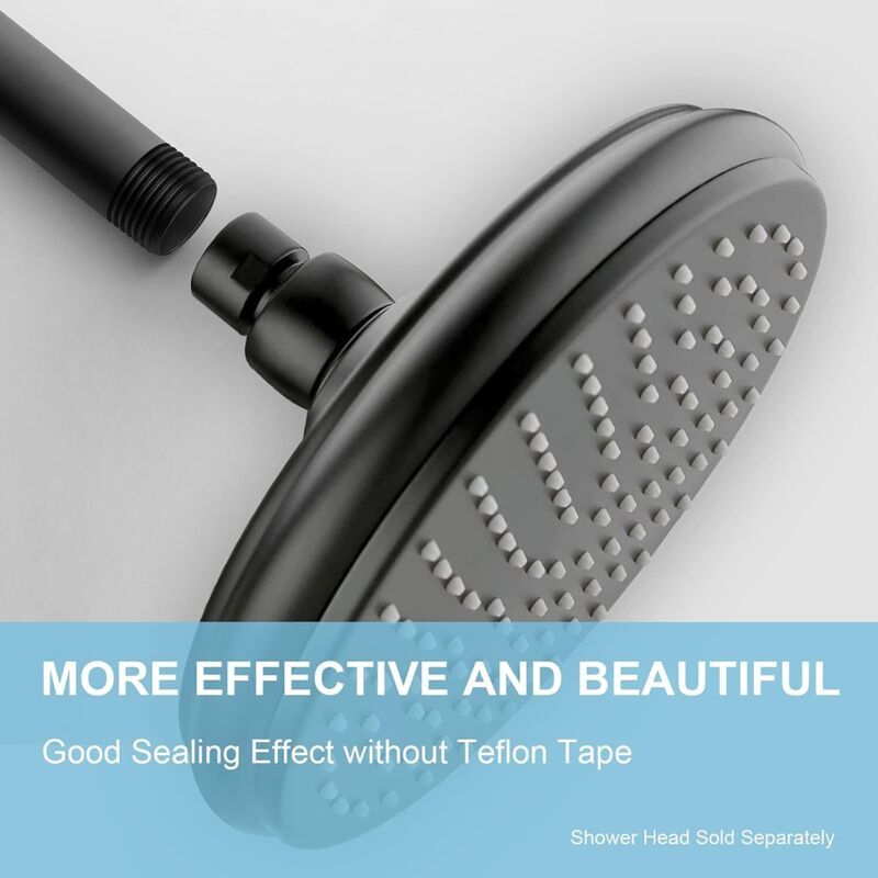 Straight Shower Head Arm 10cm Black for Fixed High Pressure Heads