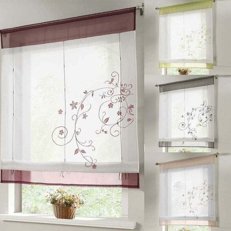 Romantic Tab Top Kitchen Balcony Curtain 80x120cm Grey