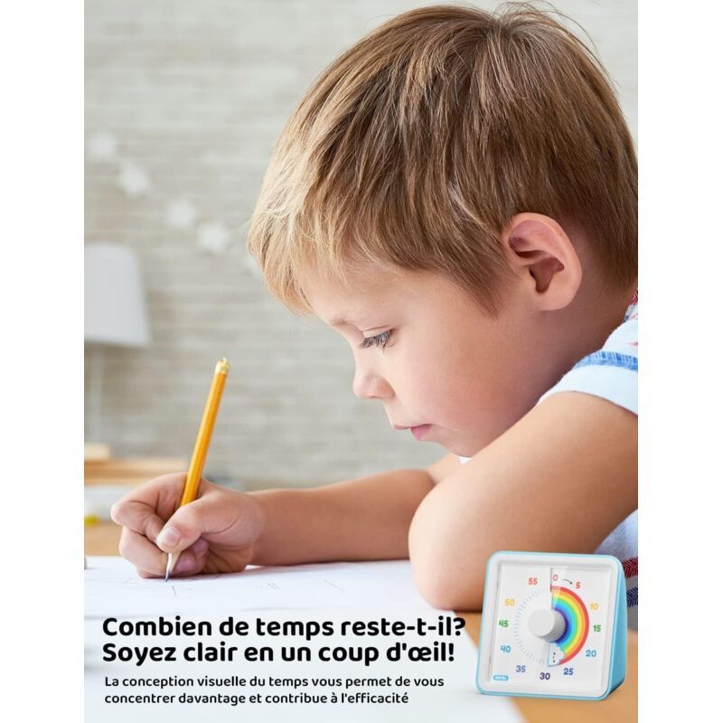 60 Minute Visual Timer for Kids Silent Countdown Classroom Kitchen Blue