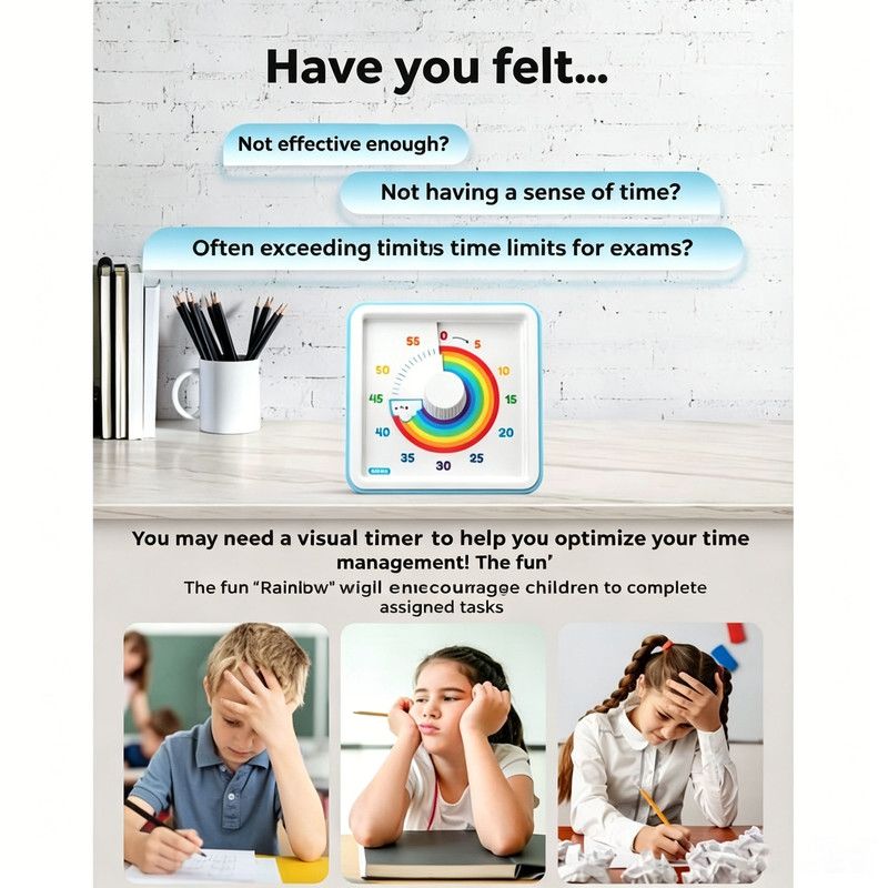 60 Minute Visual Timer for Kids Silent Countdown Classroom Kitchen Blue