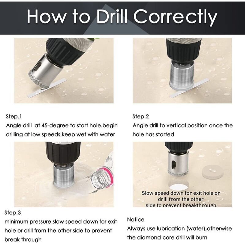 15x Diamond Hole Saw Drill Bit Set 8-50mm for Glass Tile Ceramic