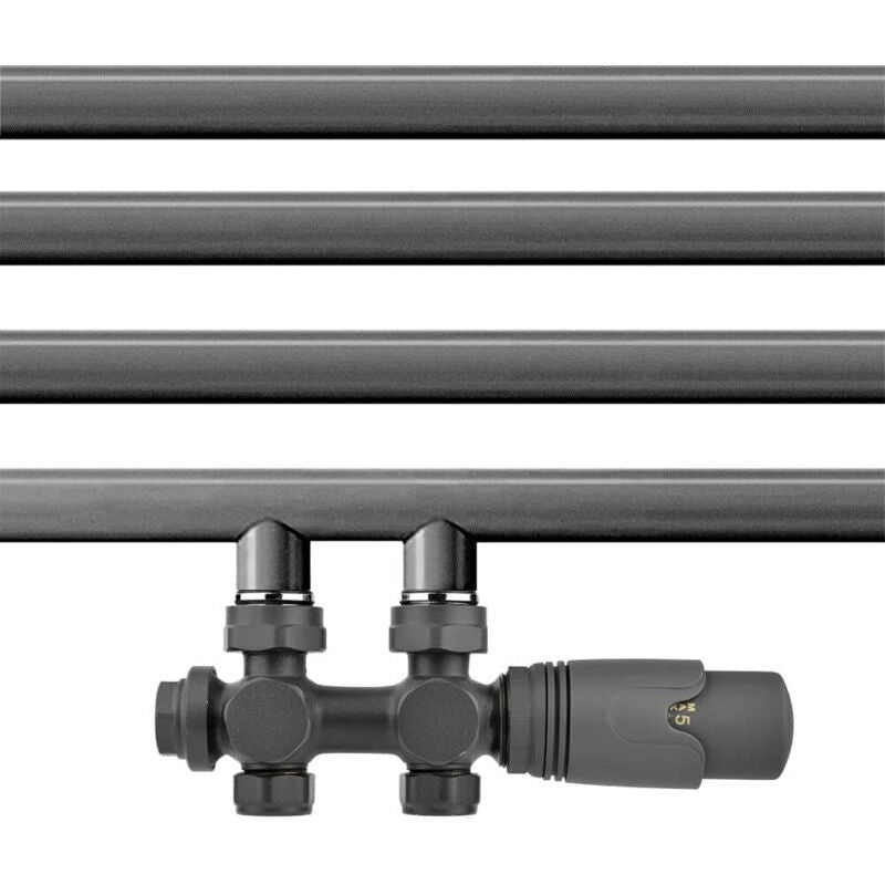 Thermostatic Radiator Valve Multiblock Kit 50mm Central Connection Anthracite