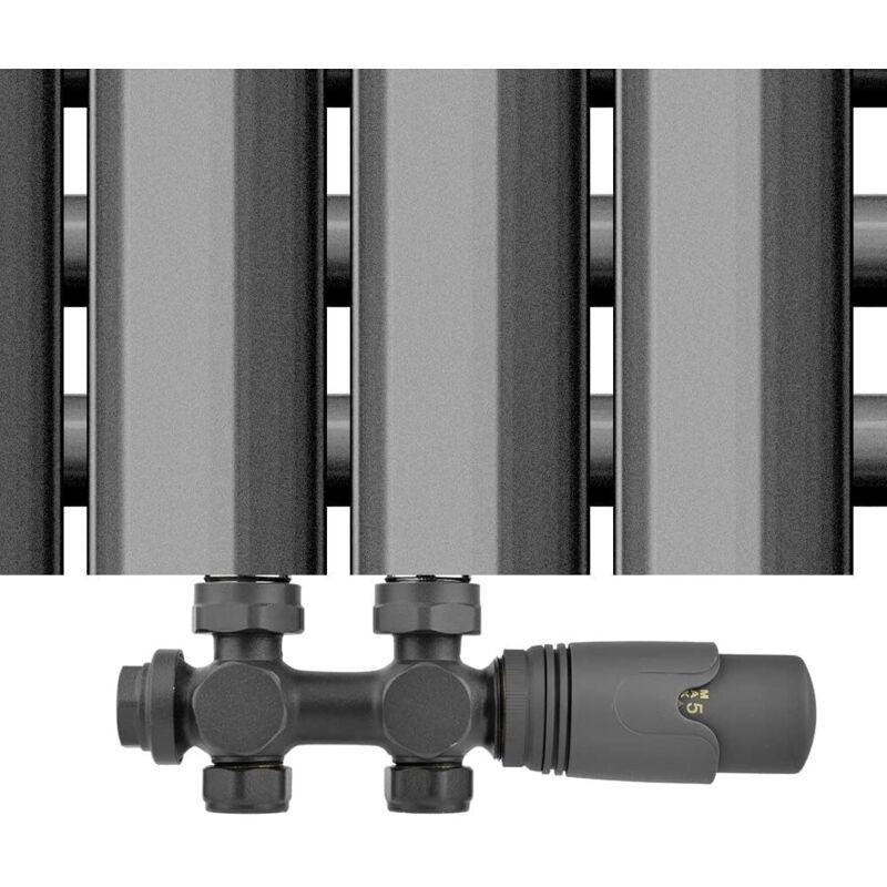 Thermostatic Radiator Valve Multiblock Kit 50mm Central Connection Anthracite