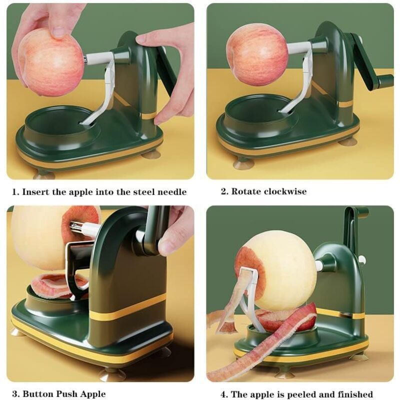 Rotary Hand Crank Vegetable Peeler for Apples Potatoes with Slicer