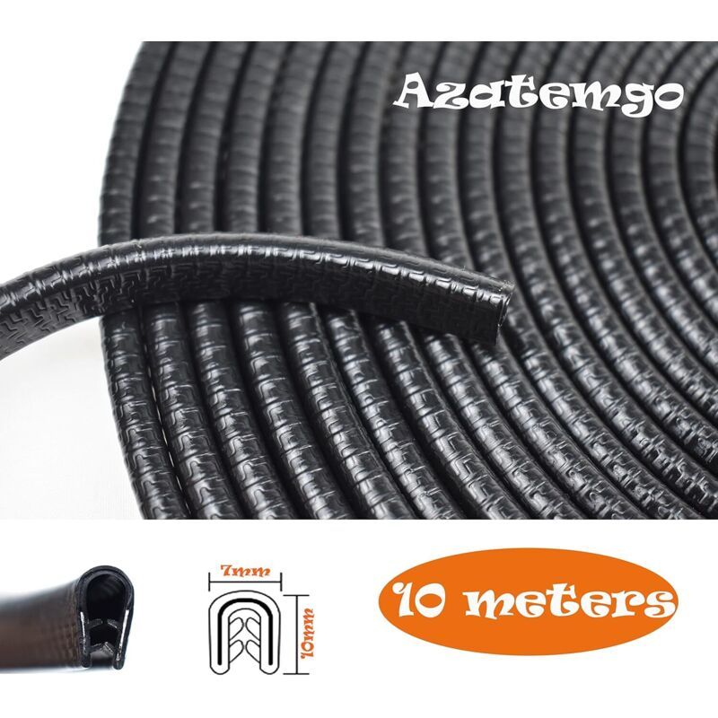 10m U-Shape Car Door Edge Seal Protector Strip Black No Glue Needed