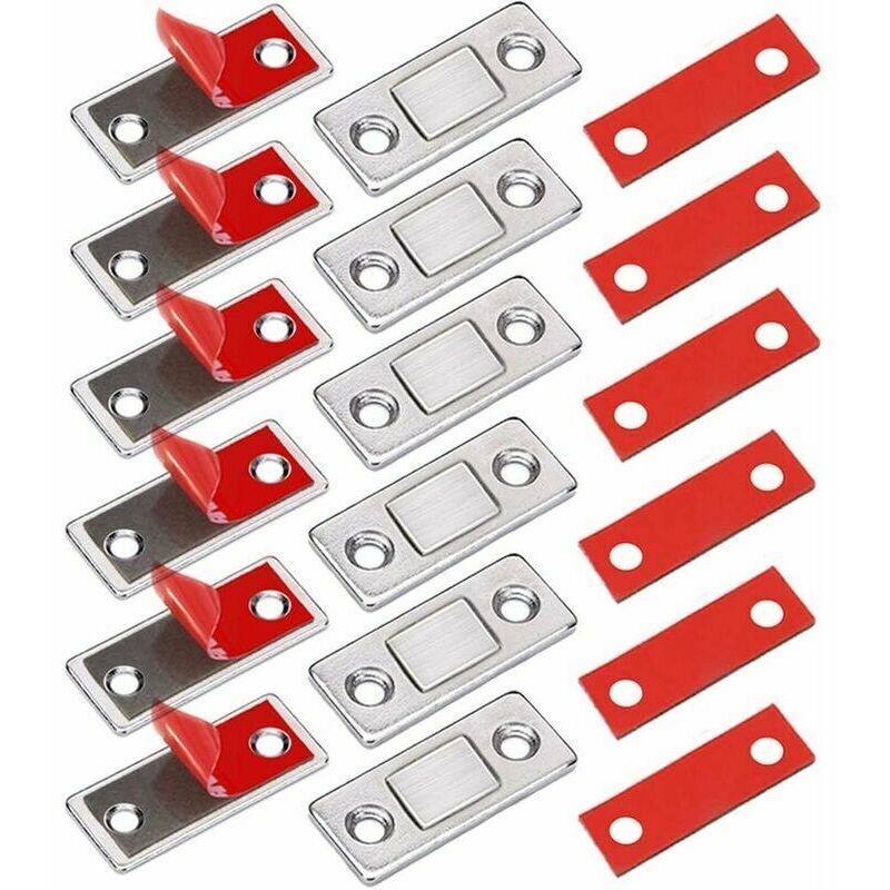 6x Stick-On Magnetic Catches for Drawers Cabinets Windows Adhesive