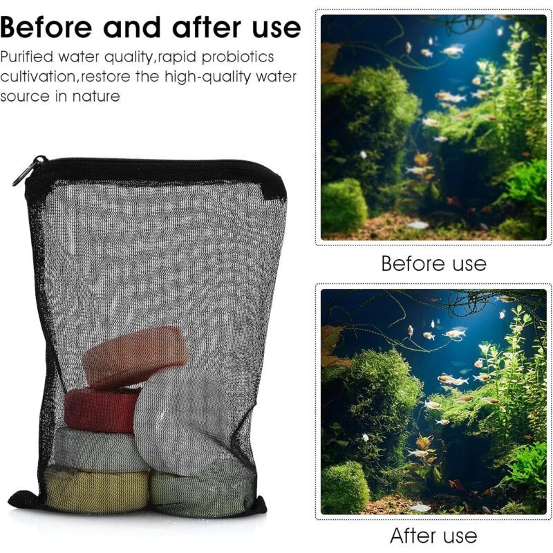 10x Fine Mesh Aquarium Filter Media Bags with Zip for Activated Carbon