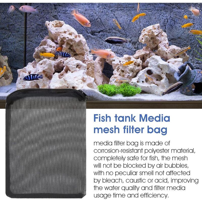 10x Fine Mesh Aquarium Filter Media Bags with Zip for Activated Carbon