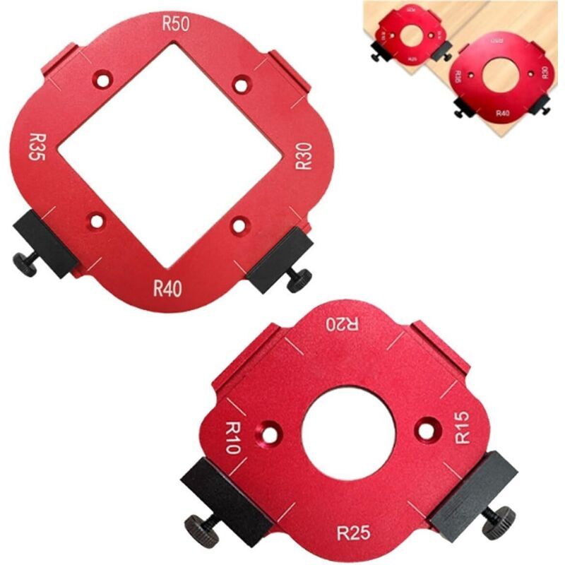 2x Router Radius Jig Templates R10-R50 Corner Arc Positioning Worktop