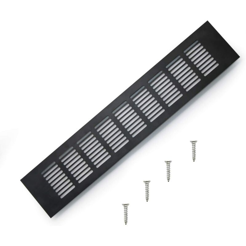 Aluminium Corner Air Vent Grille 400mm Black for Cupboards and Rooms