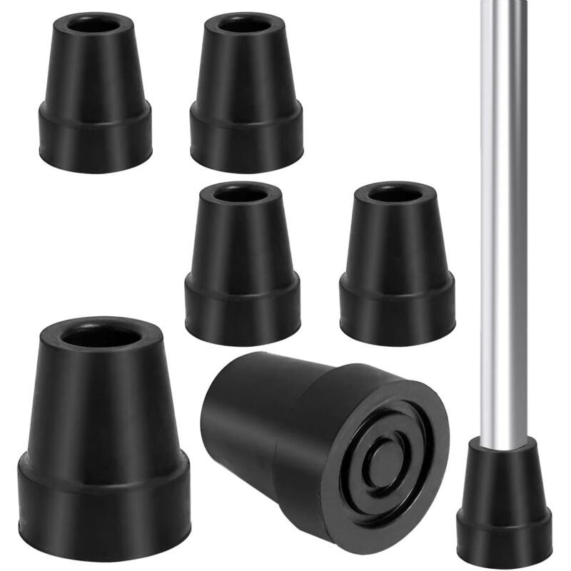 6x Heavy Duty Rubber Crutch Tips Cane End Caps 19mm Steel Reinforced