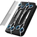5pc Titanium Coated Stainless Dog Grooming Scissors Set Blue Pet Tool Kit
