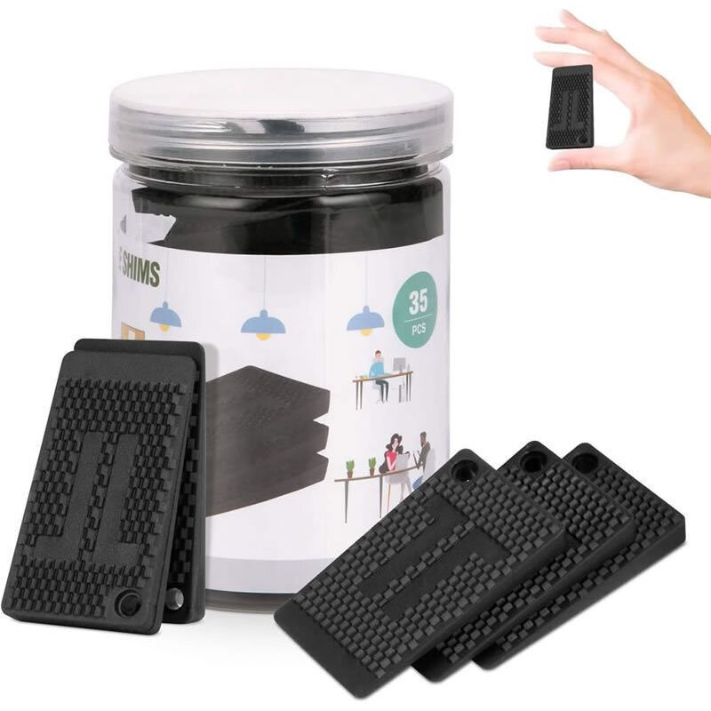 36x Furniture Levelling Wedges Flexible Plastic Non-Slip Stackable Black