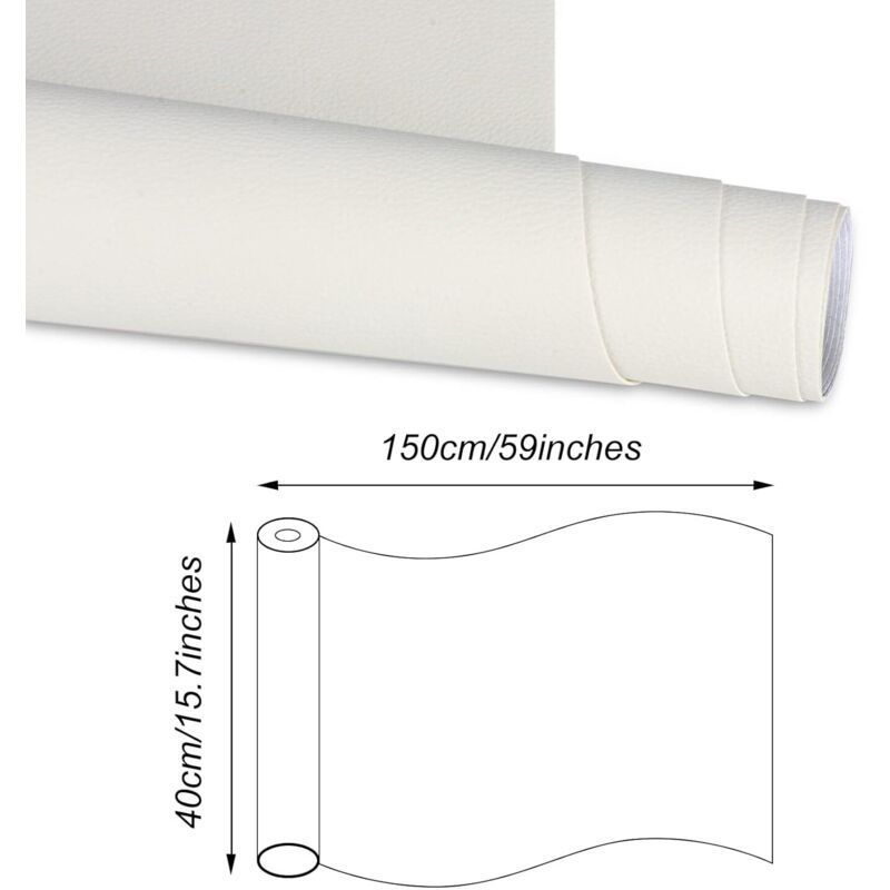 Leather Repair Patch Self-Adhesive White 150x40cm for Car Seats Sofas Bags