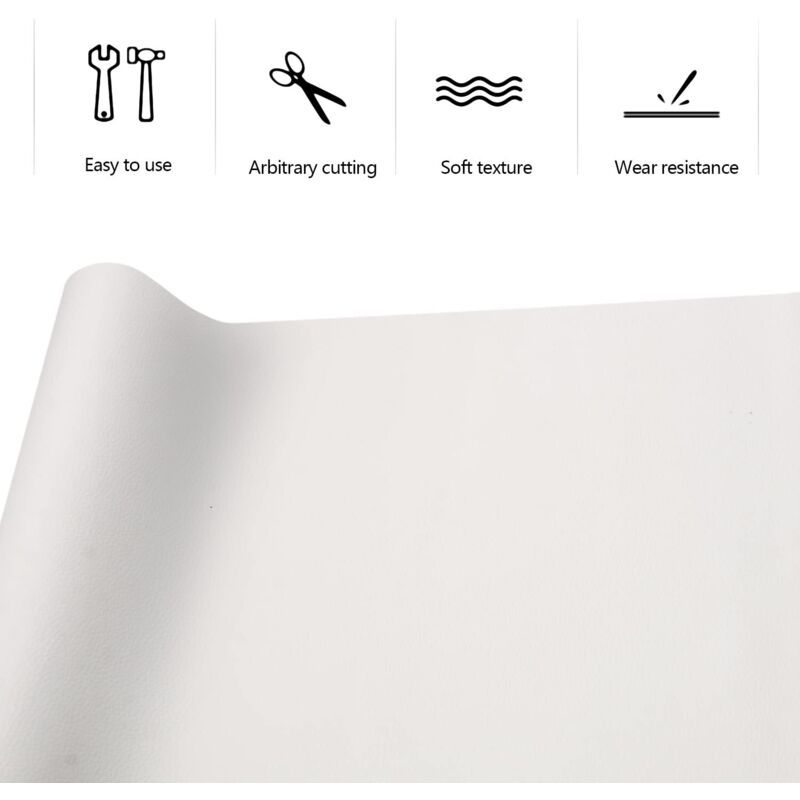 Leather Repair Patch Self-Adhesive White 150x40cm for Car Seats Sofas Bags