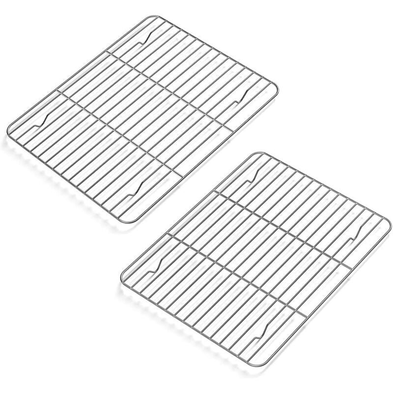 2x Stainless Steel Baking Cooling Racks 30x23cm Dishwasher Safe Wire