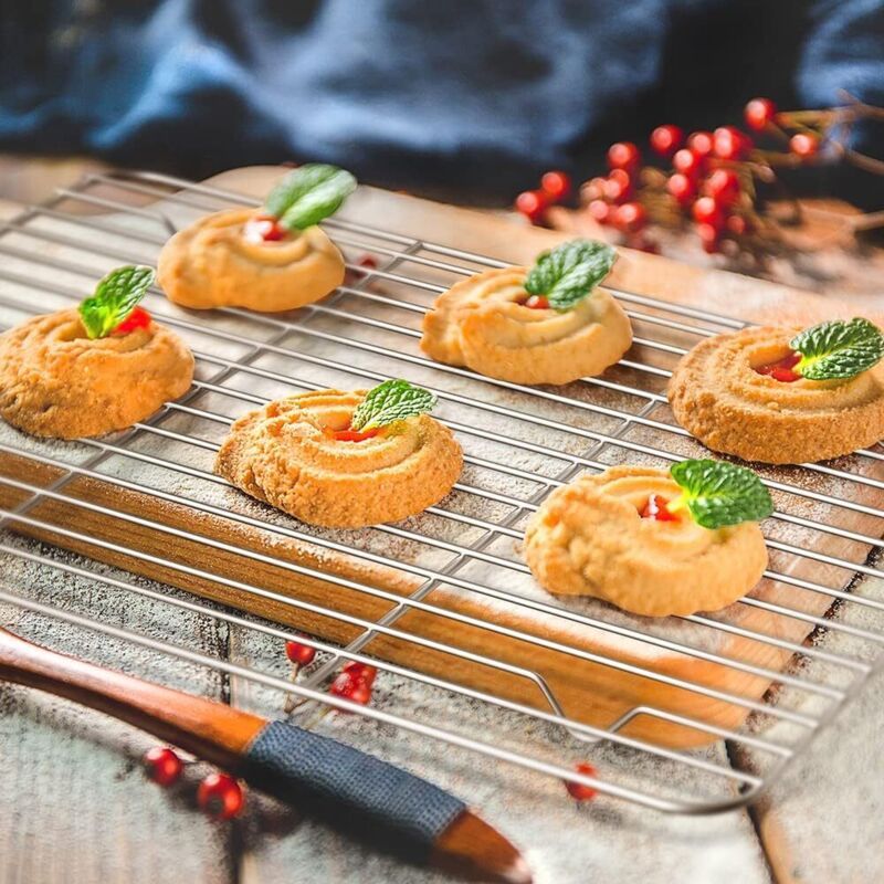 2x Stainless Steel Baking Cooling Racks 30x23cm Dishwasher Safe Wire