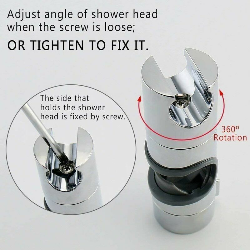 Adjustable Handheld Shower Head Holder Clamp for 18-25mm Slide Rail Chrome