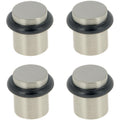 4x Stainless Steel Screw-In Door Stops Silver Wall Floor Mounted
