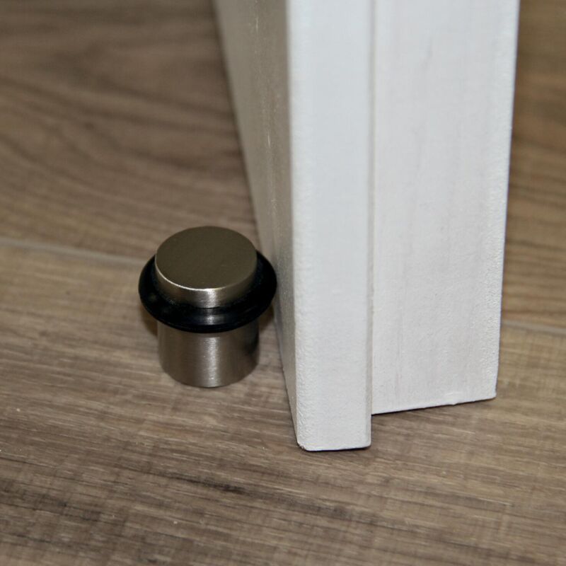 4x Stainless Steel Screw-In Door Stops Silver Wall Floor Mounted