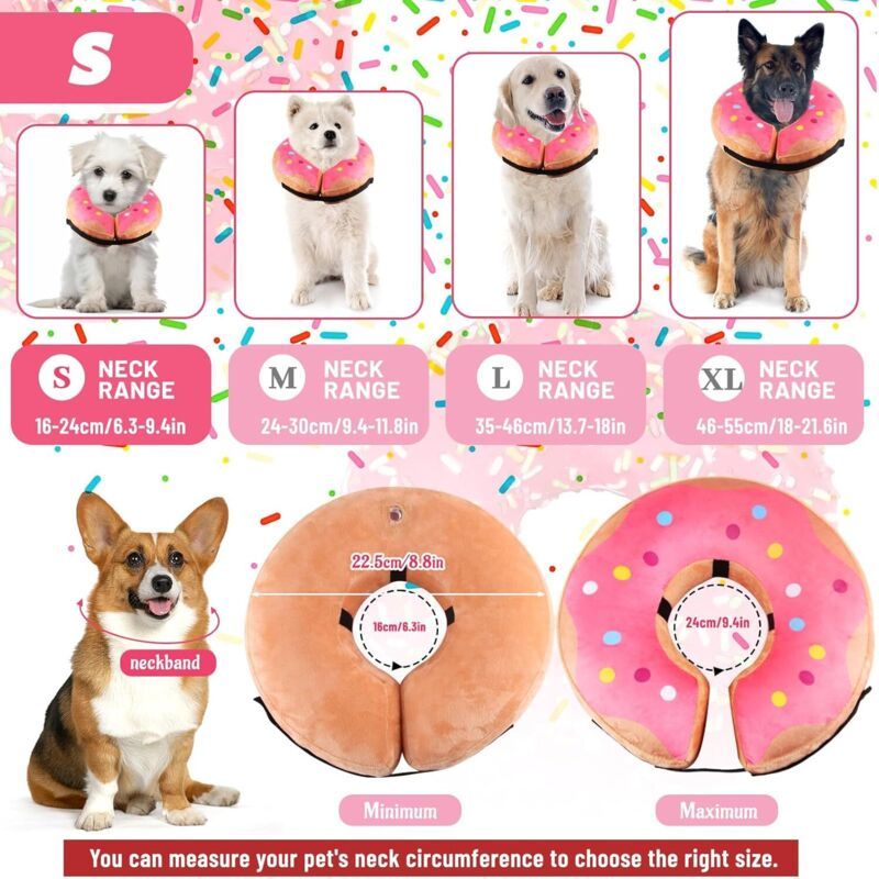 Inflatable Recovery Collar Size S Pink for Cats Dogs Anti-Lick Post-Op